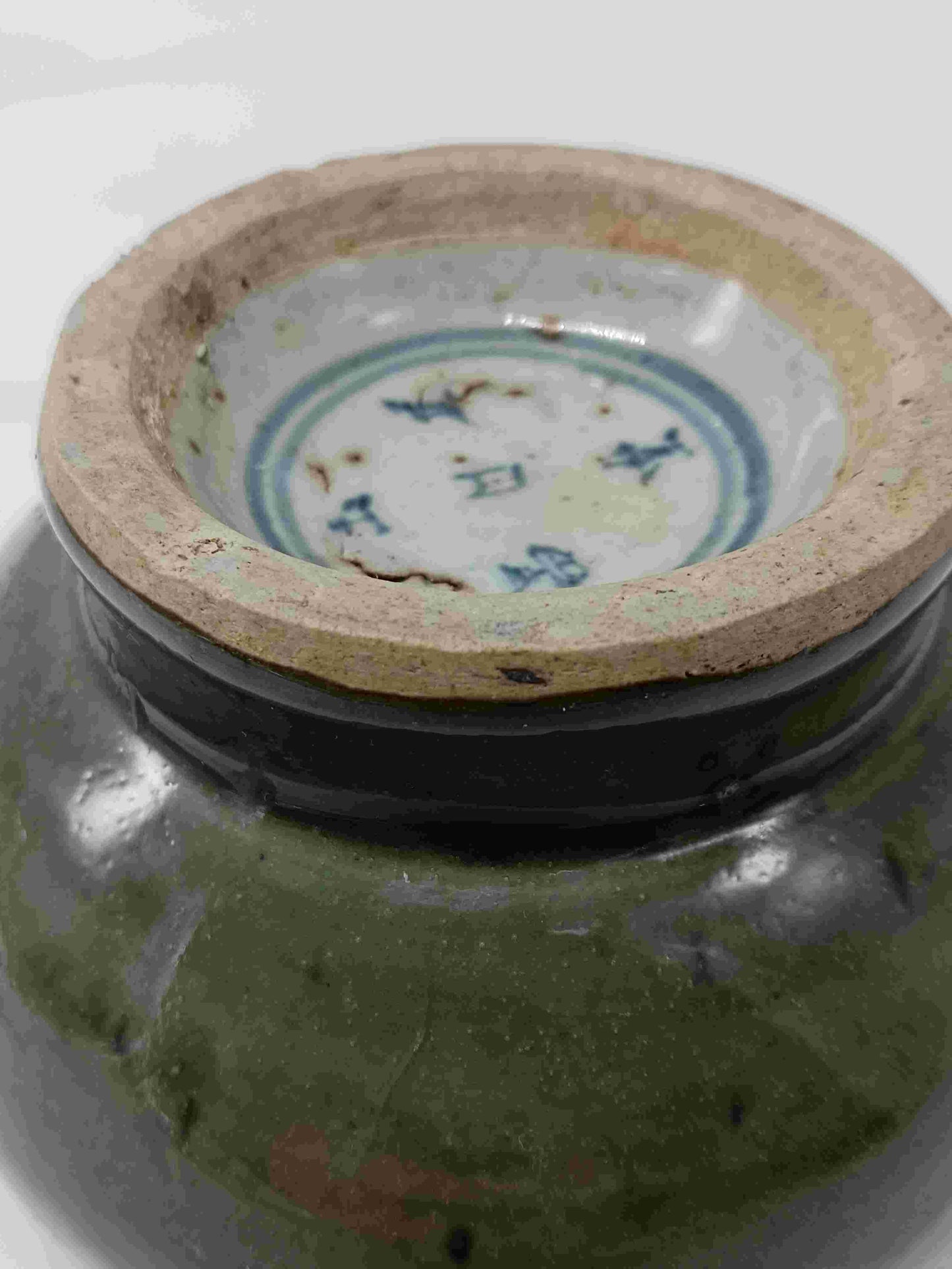 明萬曆綠釉青花富貴長春豆 1572-1620年 ( 2404045 )