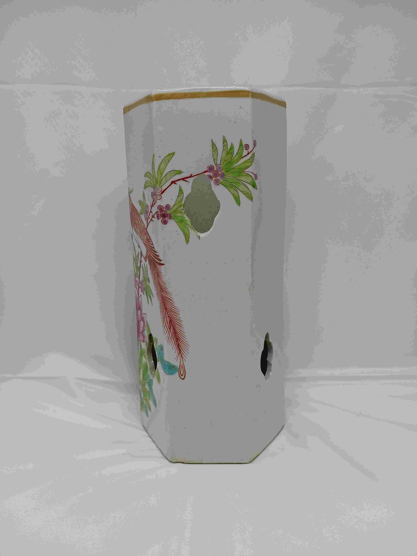 Modern imitation Qing Dynasty pastel flower and bird pattern hat tube (2404064)
