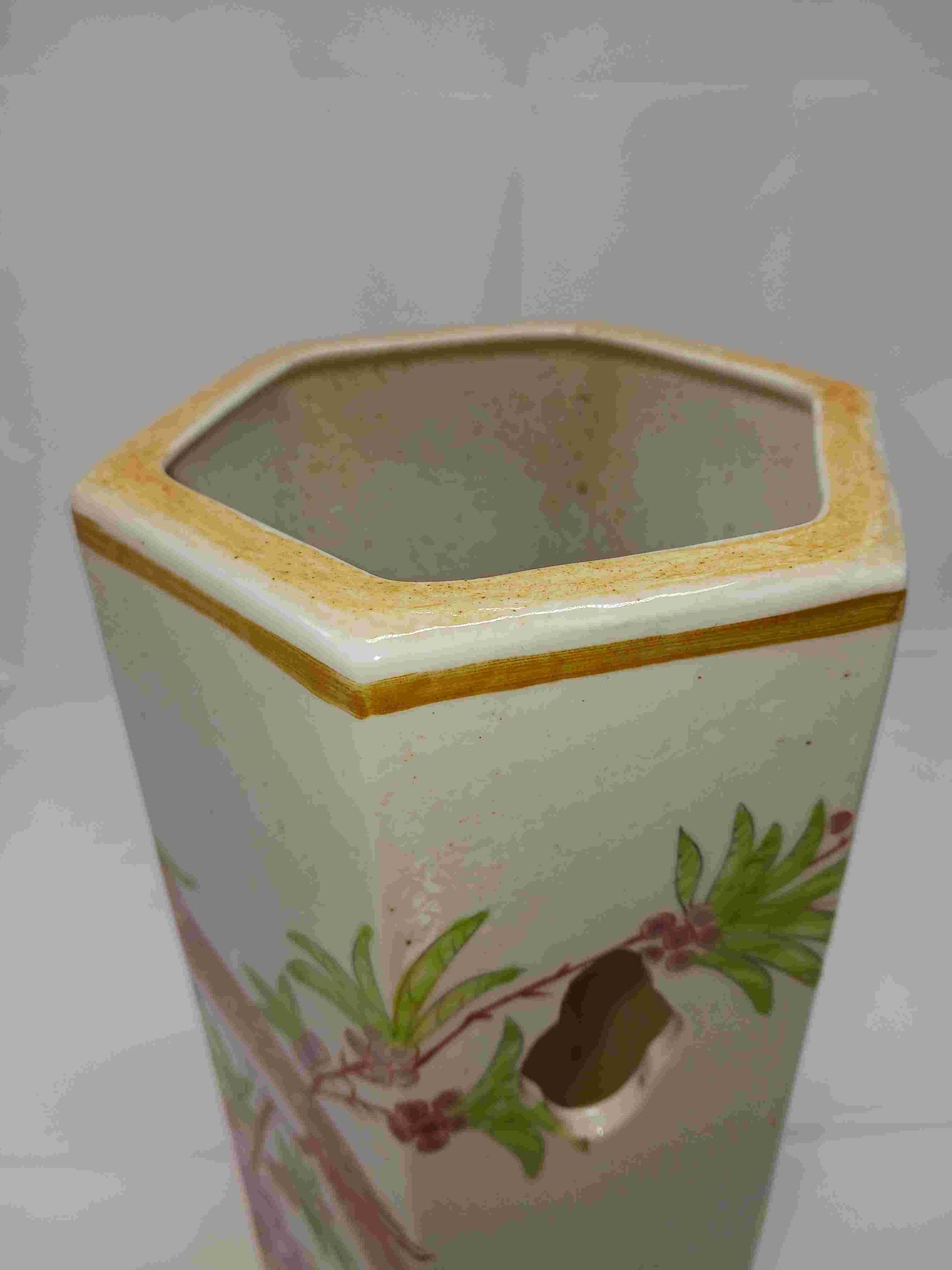 Modern imitation Qing Dynasty pastel flower and bird pattern hat tube (2404064)