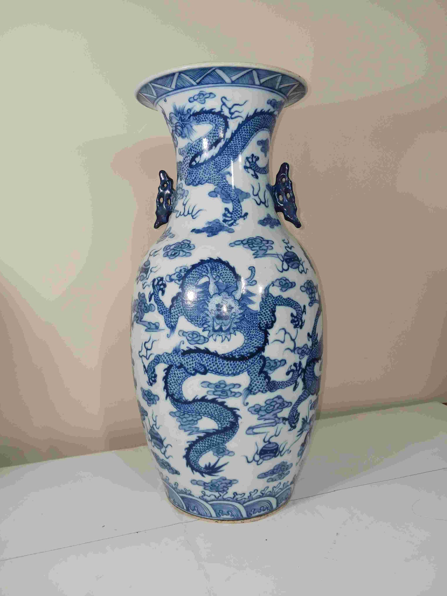 清代晚期光緒青花雙耳五龍戲珠紋瓷瓶1875-1908年 ( 2404071 )