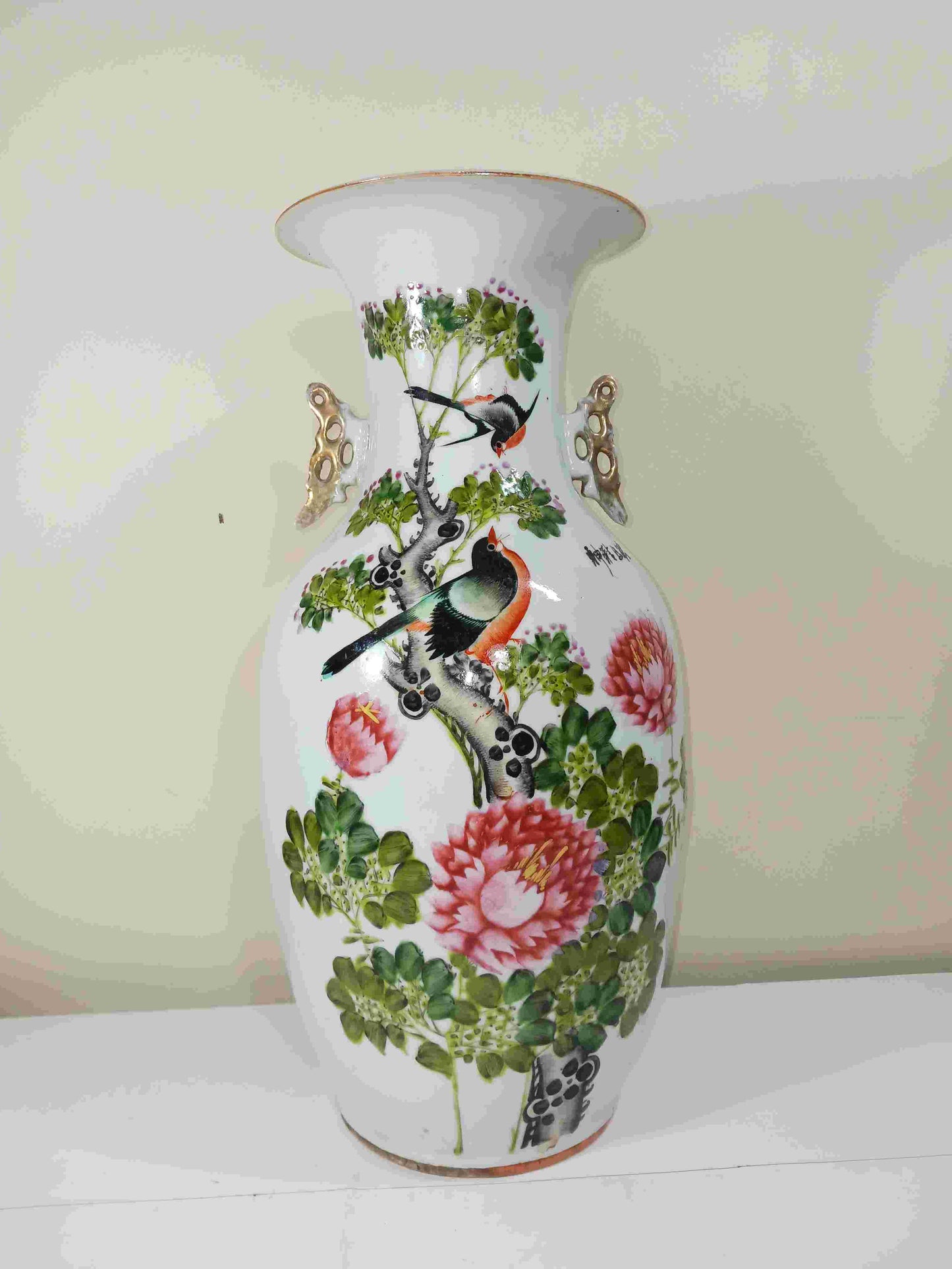 清末民初粉彩花鳥紋(喜上加喜)雙耳瓶1875-1925年 ( 2406085 )