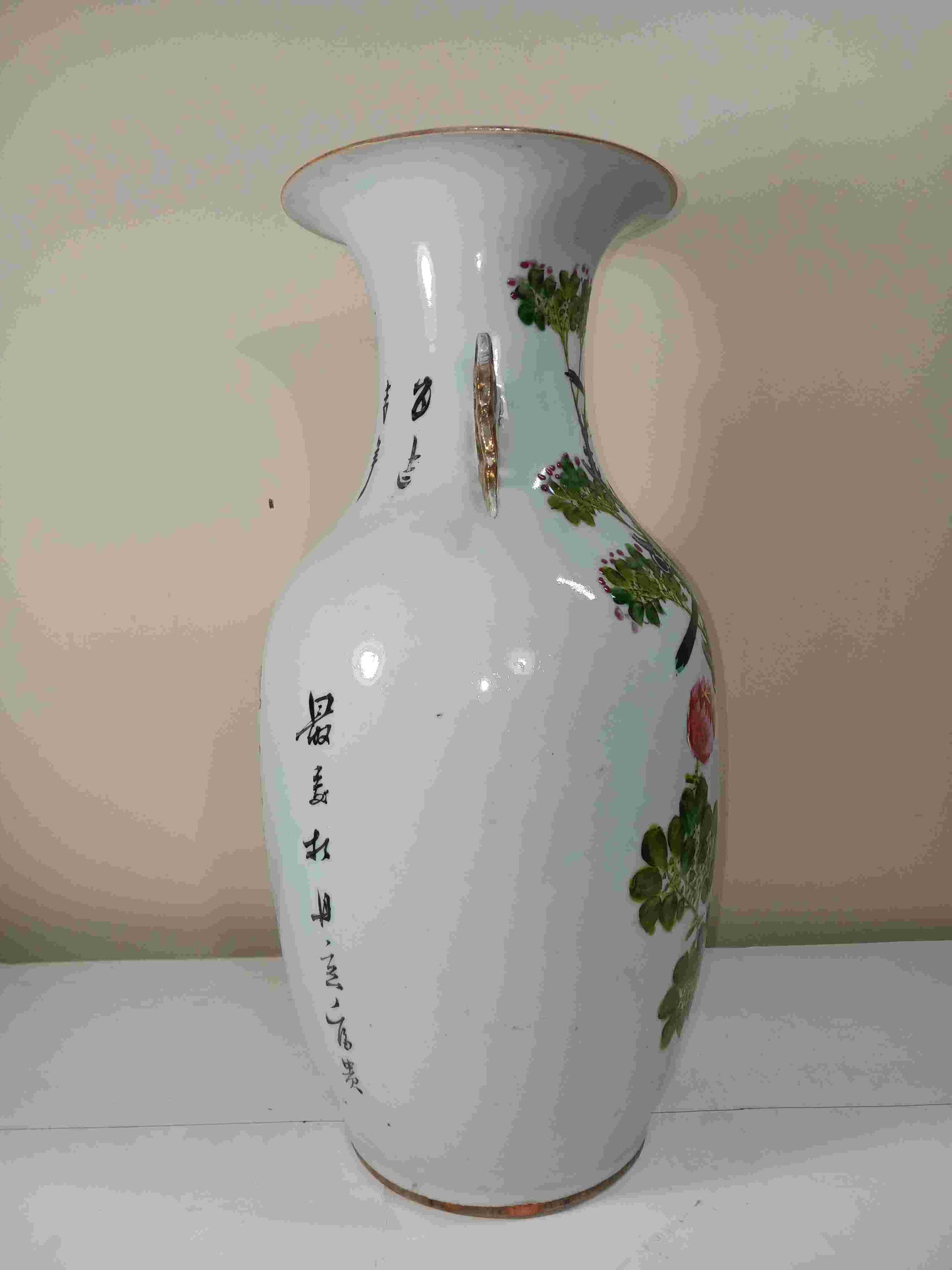 清末民初粉彩花鳥紋(喜上加喜)雙耳瓶1875-1925年 ( 2406085 )