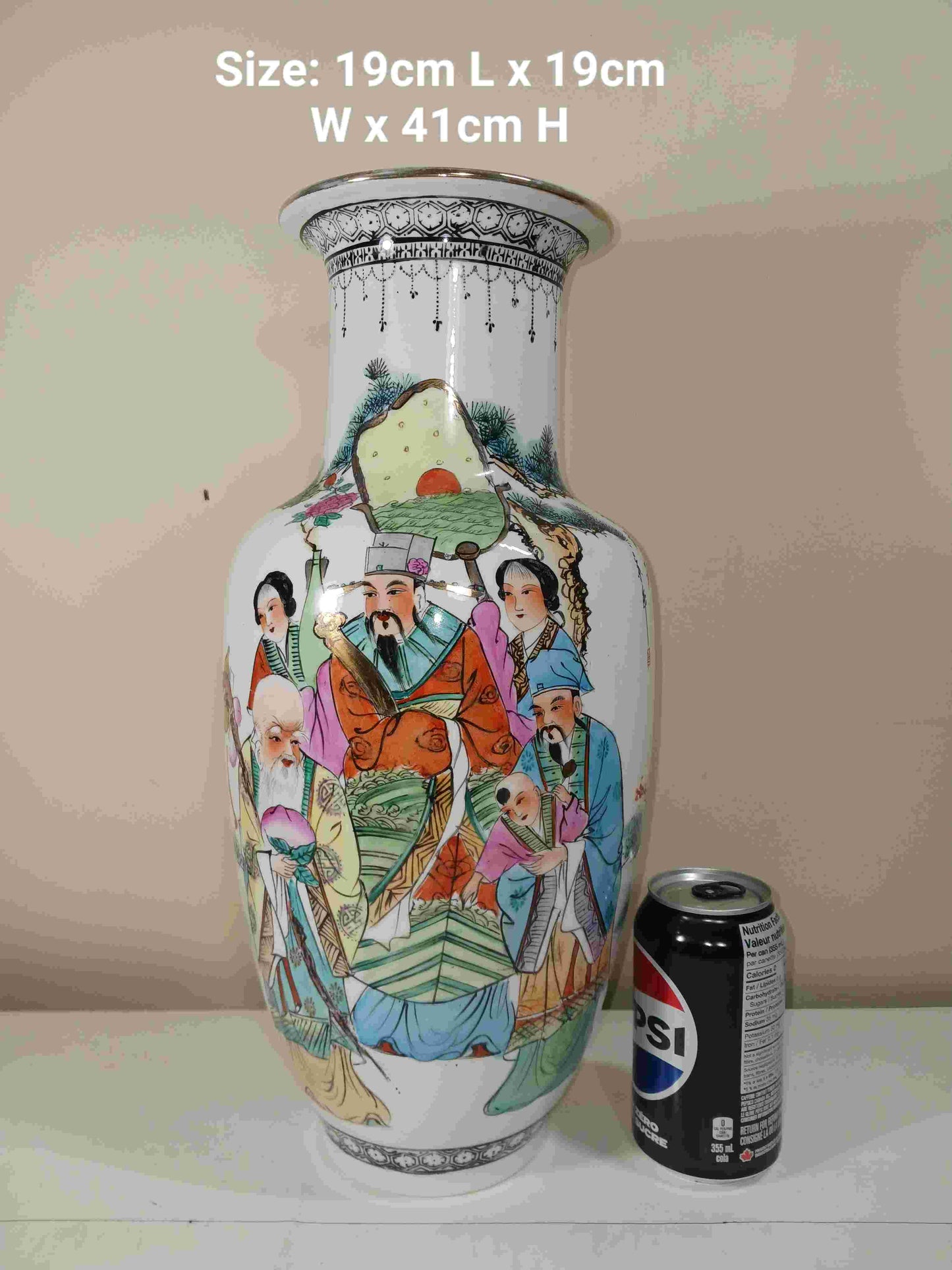 Early Liberation Period (5,6,7) Pastel Porcelain Vase with Three Stars of Fortune, Lushou and Shou, 1949-1970 (2406086)