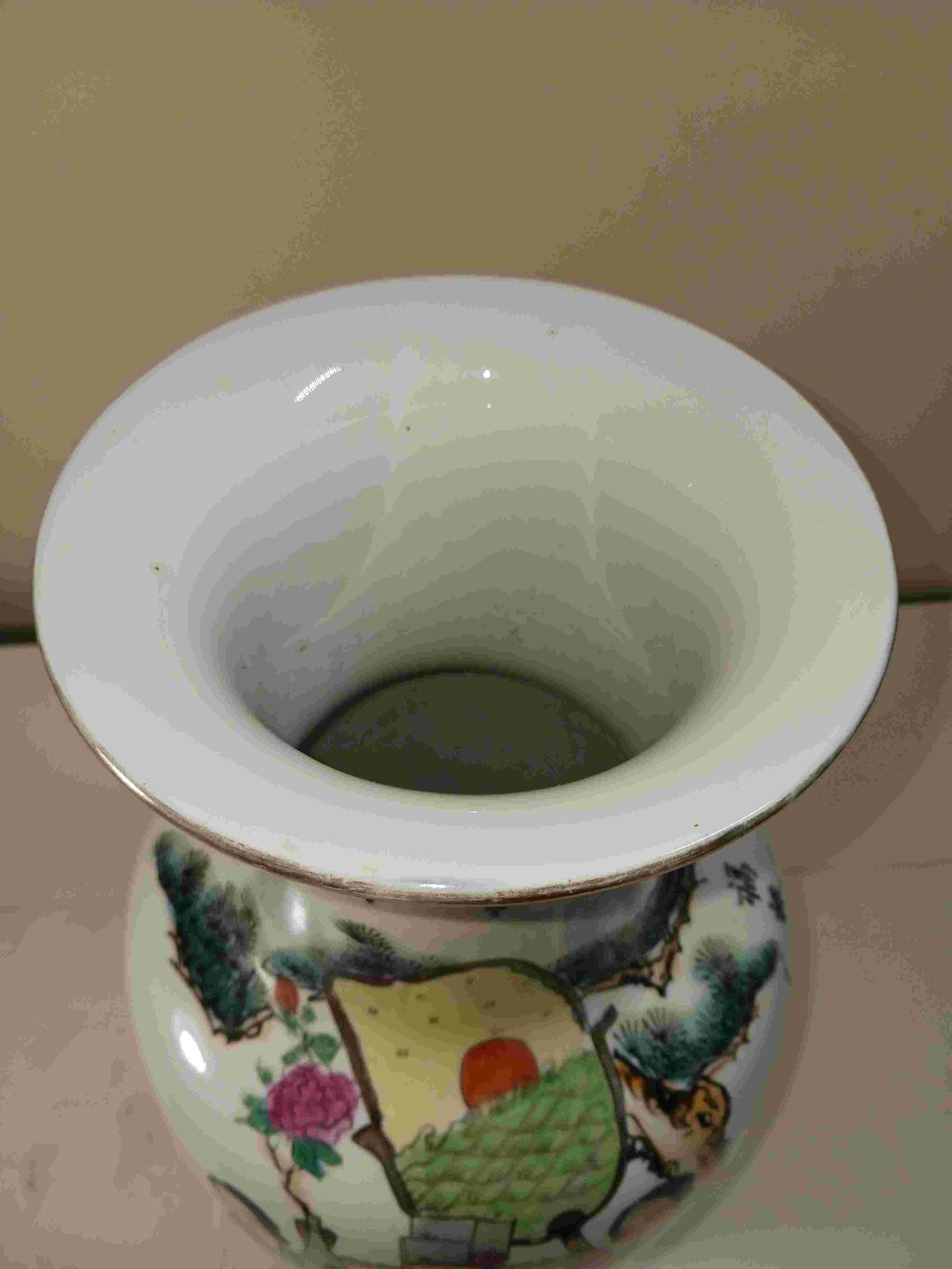 Early Liberation Period (5,6,7) Pastel Porcelain Vase with Three Stars of Fortune, Lushou and Shou, 1949-1970 (2406086)