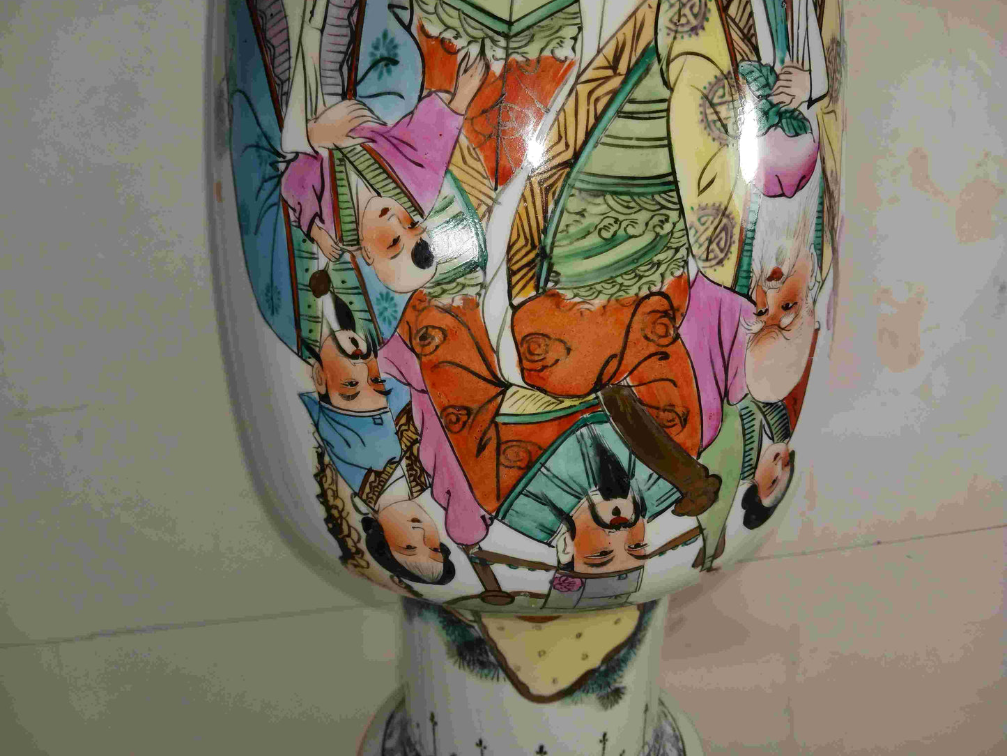 Early Liberation Period (5,6,7) Pastel Porcelain Vase with Three Stars of Fortune, Lushou and Shou, 1949-1970 (2406086)