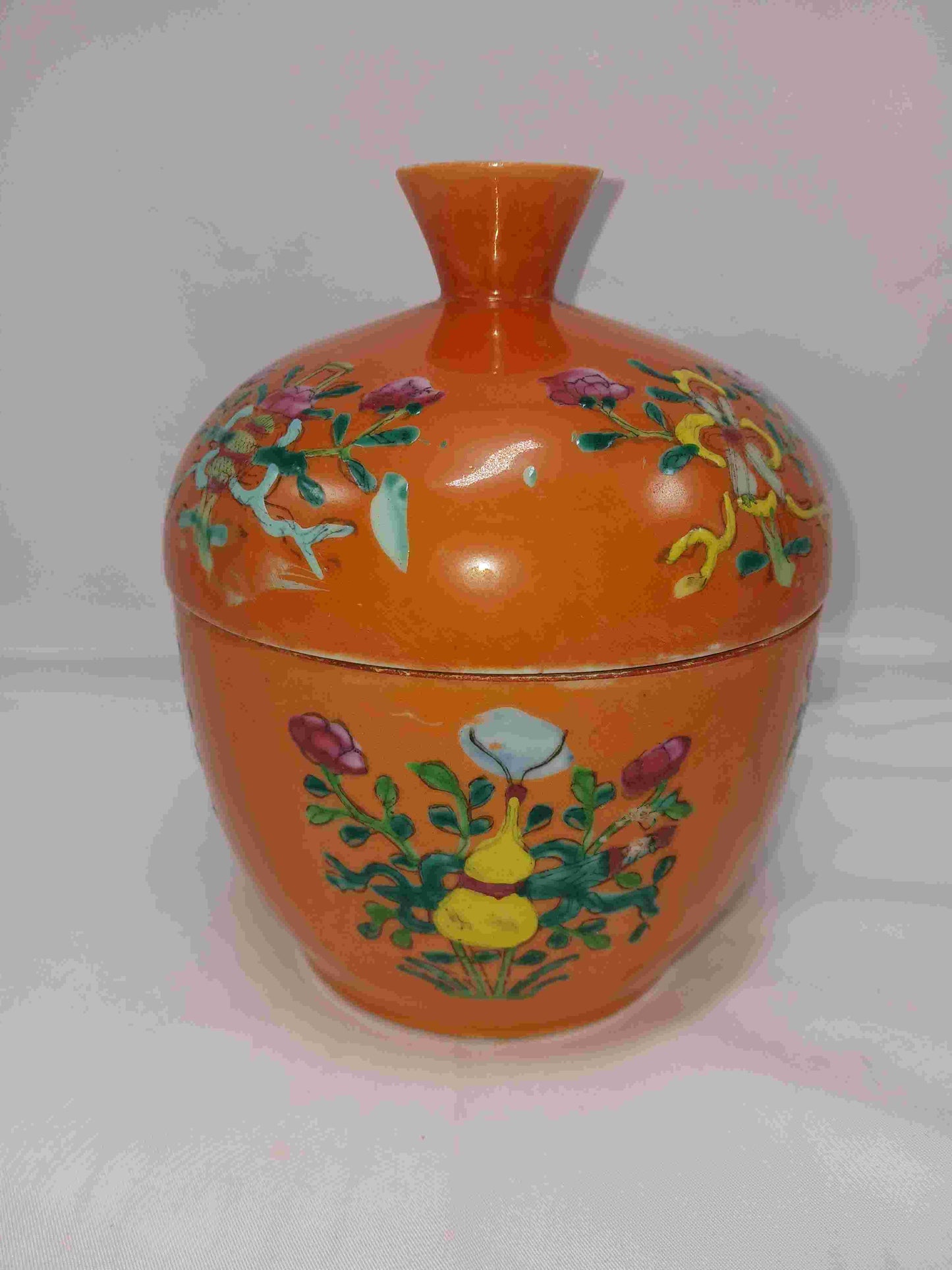 晚清珊瑚紅釉粉彩雜寶紋瓷蓋缸1875-1911年 ( 2406094 )