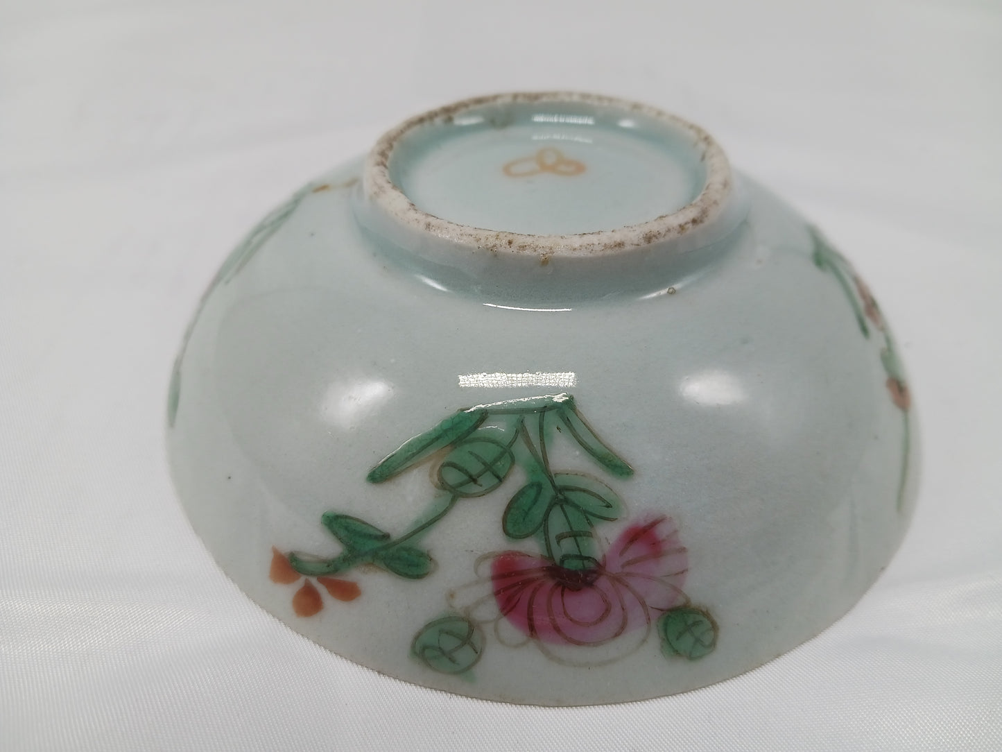 Late Qing Dynasty alum red color blessing and longevity bowl and pastel flower small bowl (2404029)