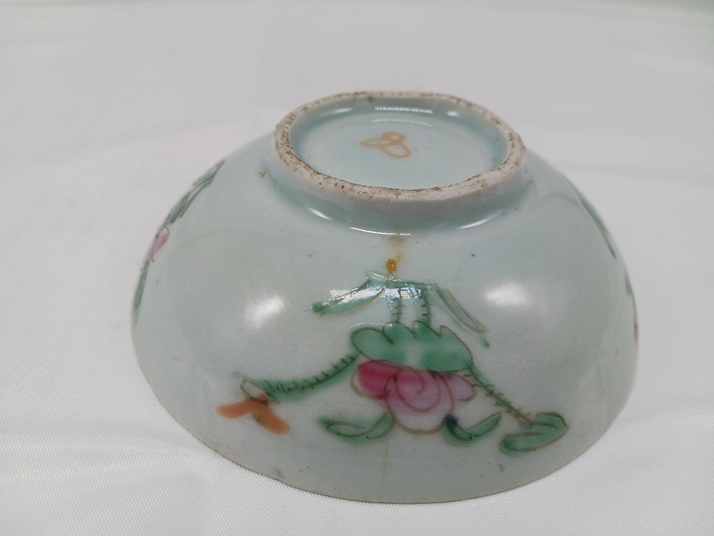 Late Qing Dynasty alum red color blessing and longevity bowl and pastel flower small bowl (2404029)