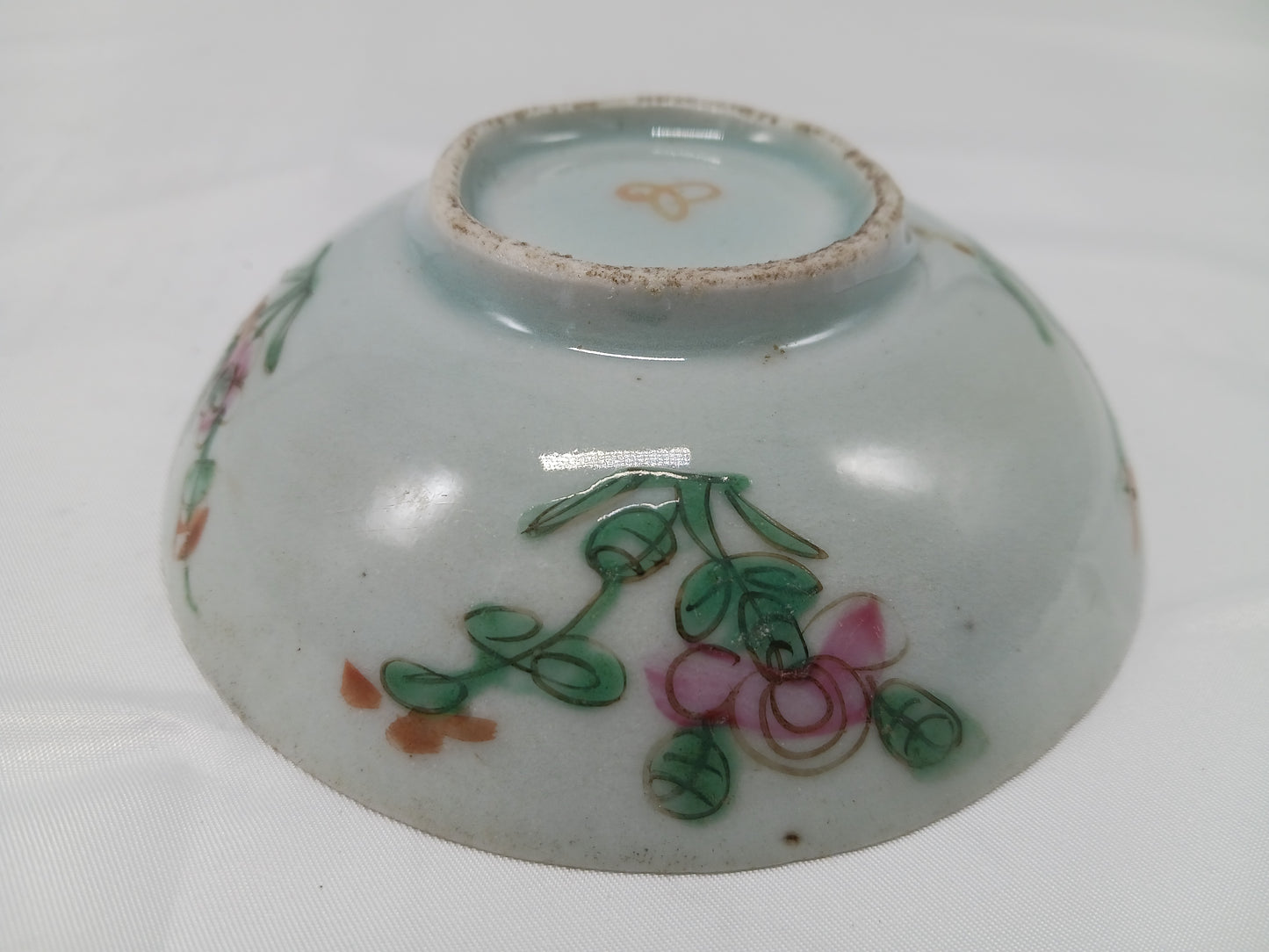 Late Qing Dynasty alum red color blessing and longevity bowl and pastel flower small bowl (2404029)