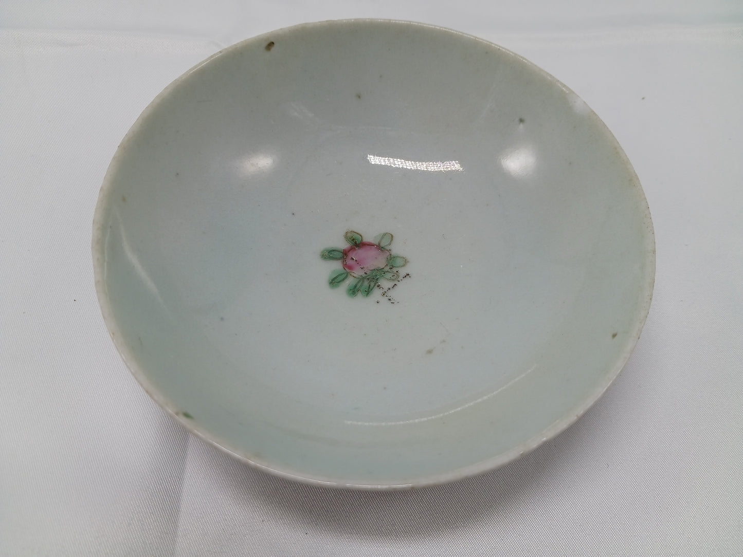 Late Qing Dynasty alum red color blessing and longevity bowl and pastel flower small bowl (2404029)