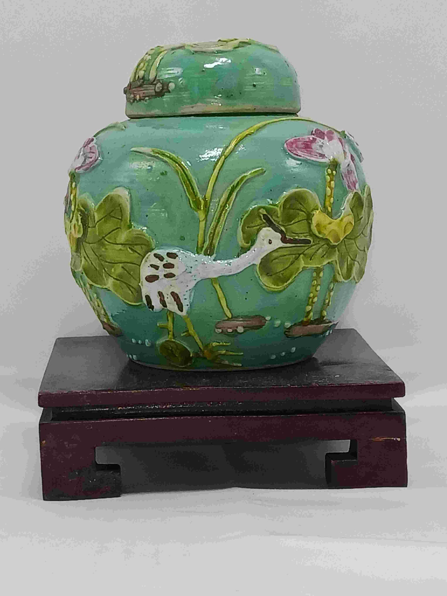 Turquoise green glazed pastel porcelain jar with Lianke plastic cover, Republic of China, 1912-1949 (2406096)